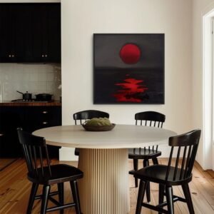 Red Sunset Abstract Canvas Wall Art